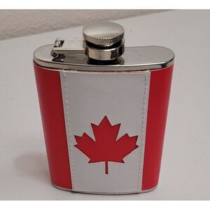 Canada Stainless Steel Red Maple Leaf 4 oz Thermos Flask Screw Top